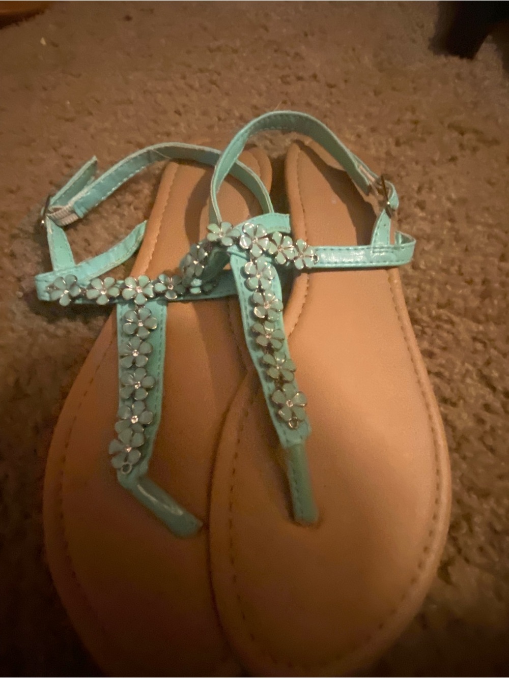 Mixit Teal Floral T-Strap Sandals